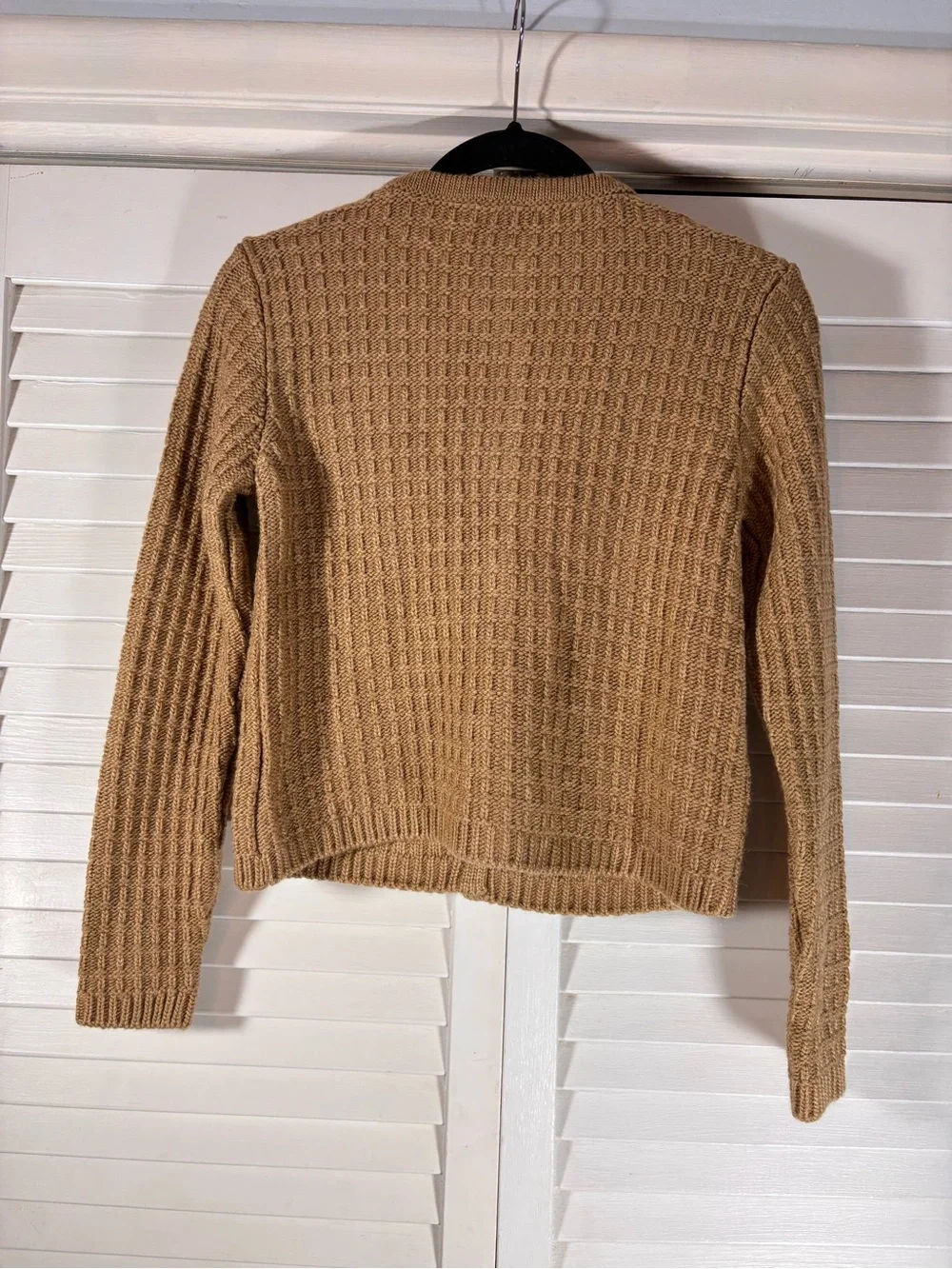 Mango Tan Chunky Knit Wool Blend Cardigan Gold Buttons Size Small